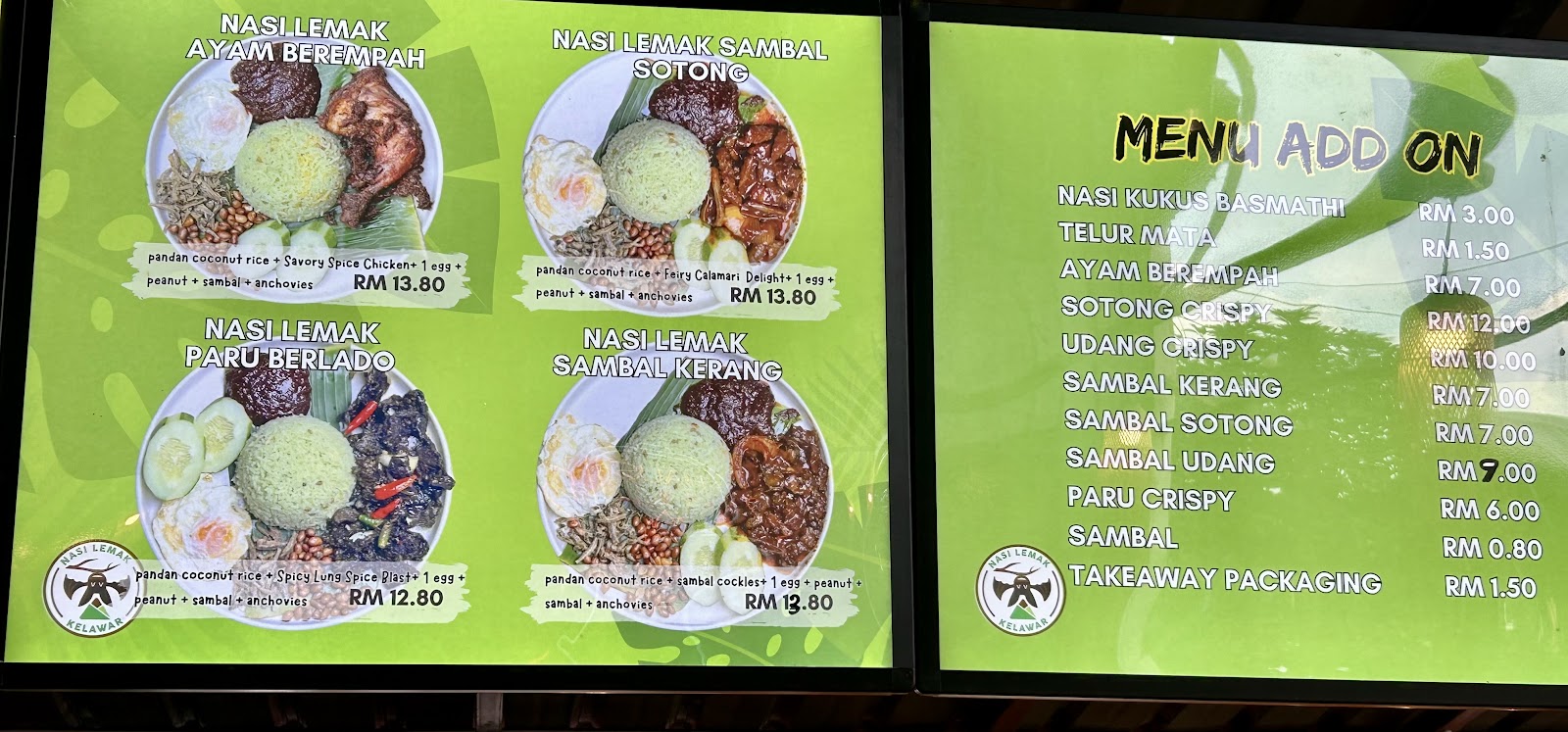 Nasi Lemak Kelawar (NLKR KLANG) 菜单